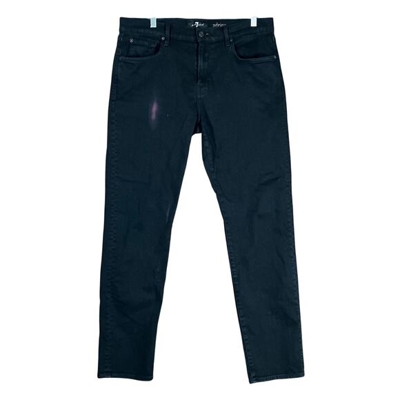 7 For All Mankind Mens Jeans Black Adrien Luxe Tapered Slim Fit Stretch 34 - Picture 1 of 13